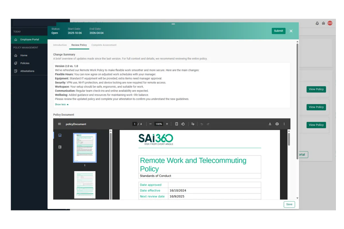 Policy Manager Mitarbeiteransicht Policy Manager Mitarbeiteransicht