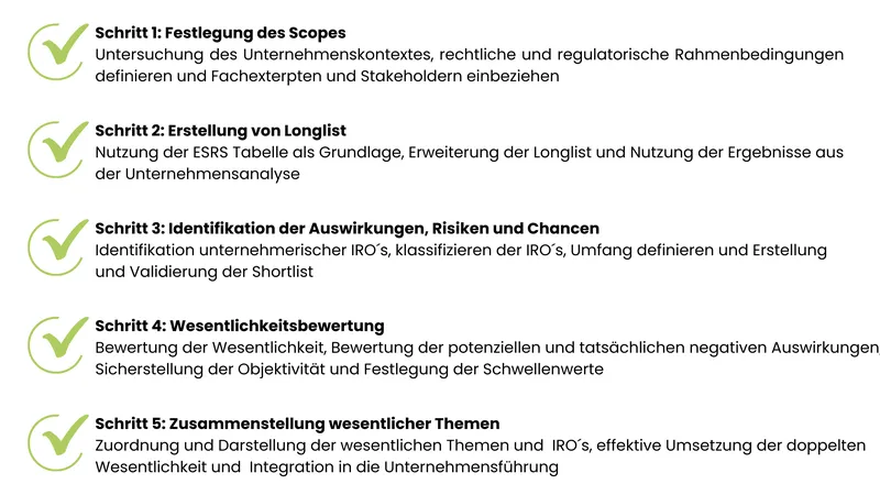 Schritte zur Umsetzung der doppelten Materialität