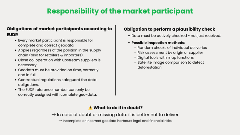 The responsibility of the market participant