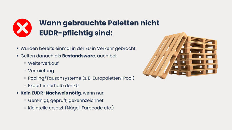 Wann gebrauchte Paletten nicht EUDR-pflichtig sind