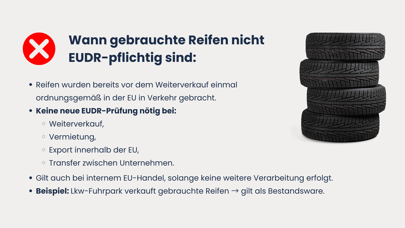 Wann gebrauchte Reifen nicht EUDR-pflichtig sind